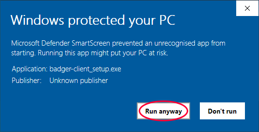 Defender SmartScreen - Run anyway